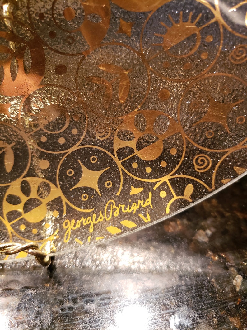 Vintage Georges Briard Gold Plated Glass Serving PlatePlatter