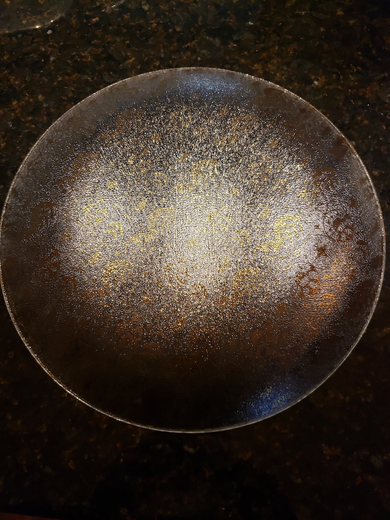 Vintage Georges Briard Gold Plated Glass Serving PlatePlatter