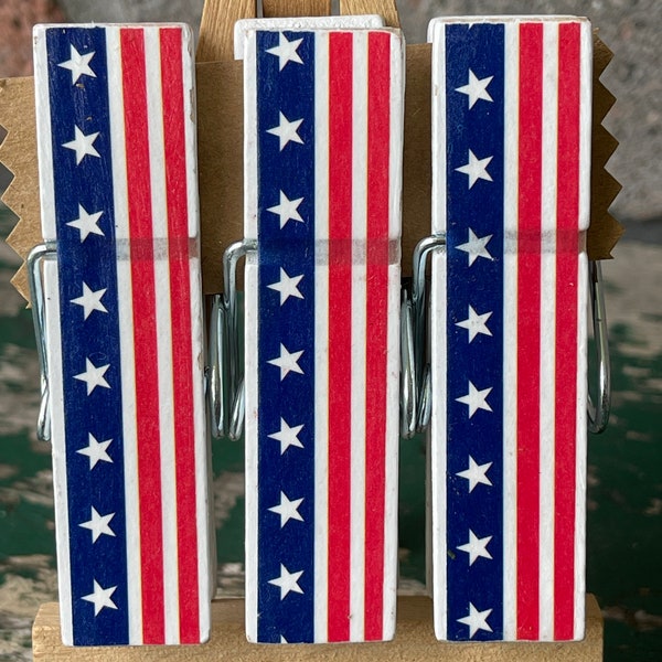 NEW USA Stars and Stripes Snack Bag Chip Clips Set/3