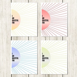 Sunburst Gratitude Worksheet Rainbow Set of 12 image 1