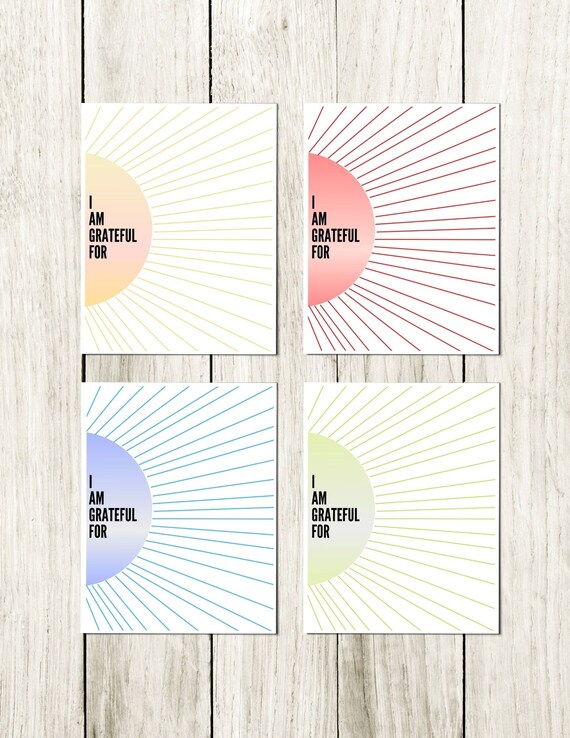 Sunburst Gratitude Worksheet - Rainbow Set of 12