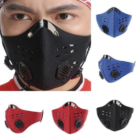 NEW style Cycling Face Mask With Active Carbon Filter Breathing Valves Reusable 