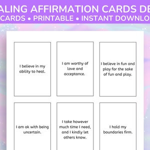 Jeu de cartes d'affirmation de guérison | Manifestation | Conseil de Vision | Méditation | Bien-être | Cadeaux