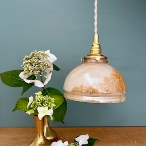 Vintage pearly glass lampshade pendant light