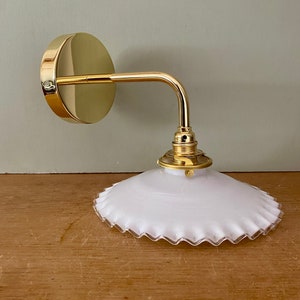 Vintage white opaline wall lamp with shade