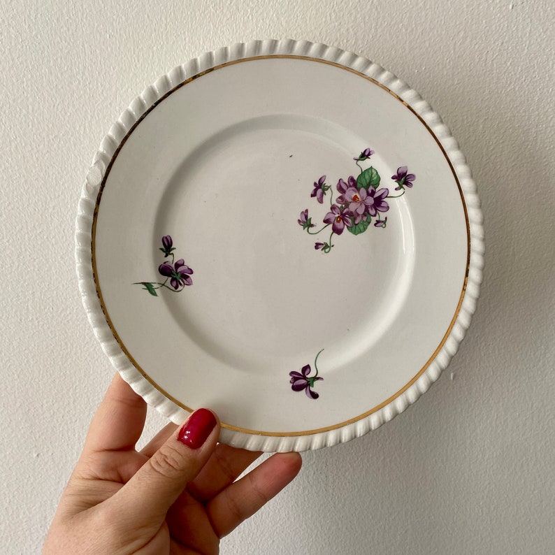 Set of 6 vintage dessert plates Violettes de Badonvillier image 7