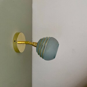 Vintage tulip wall lamp in blue and gold granite glass