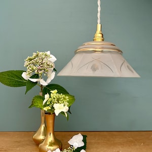 Vintage frosted glass lampshade pendant light