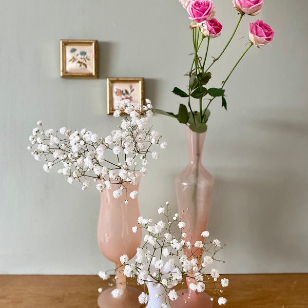 Lot de trois vases vintage en opaline