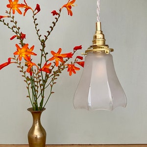 Vintage tulip lamp in frosted glass