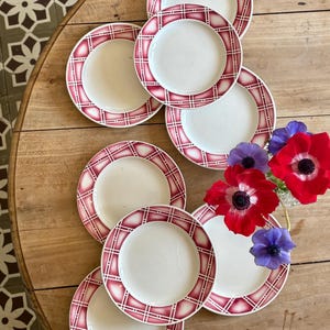 Set of 8 old flat plates, Rostand model from Sarreguemines
