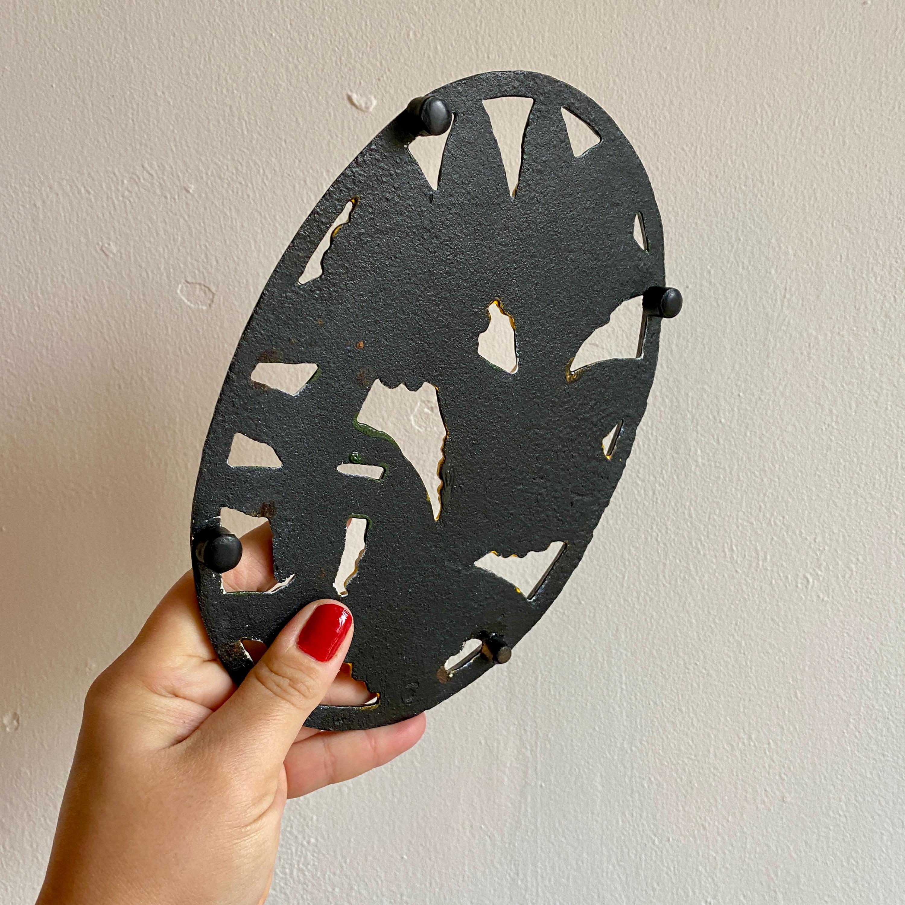 Dessous De Plat Vintage En Fonte émaillée Rouge - Trivet Réutilisable