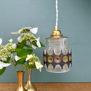 70s glass tulip pendant light