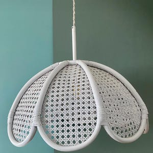 Vintage lampshade suspension in natural material, rattan and cane