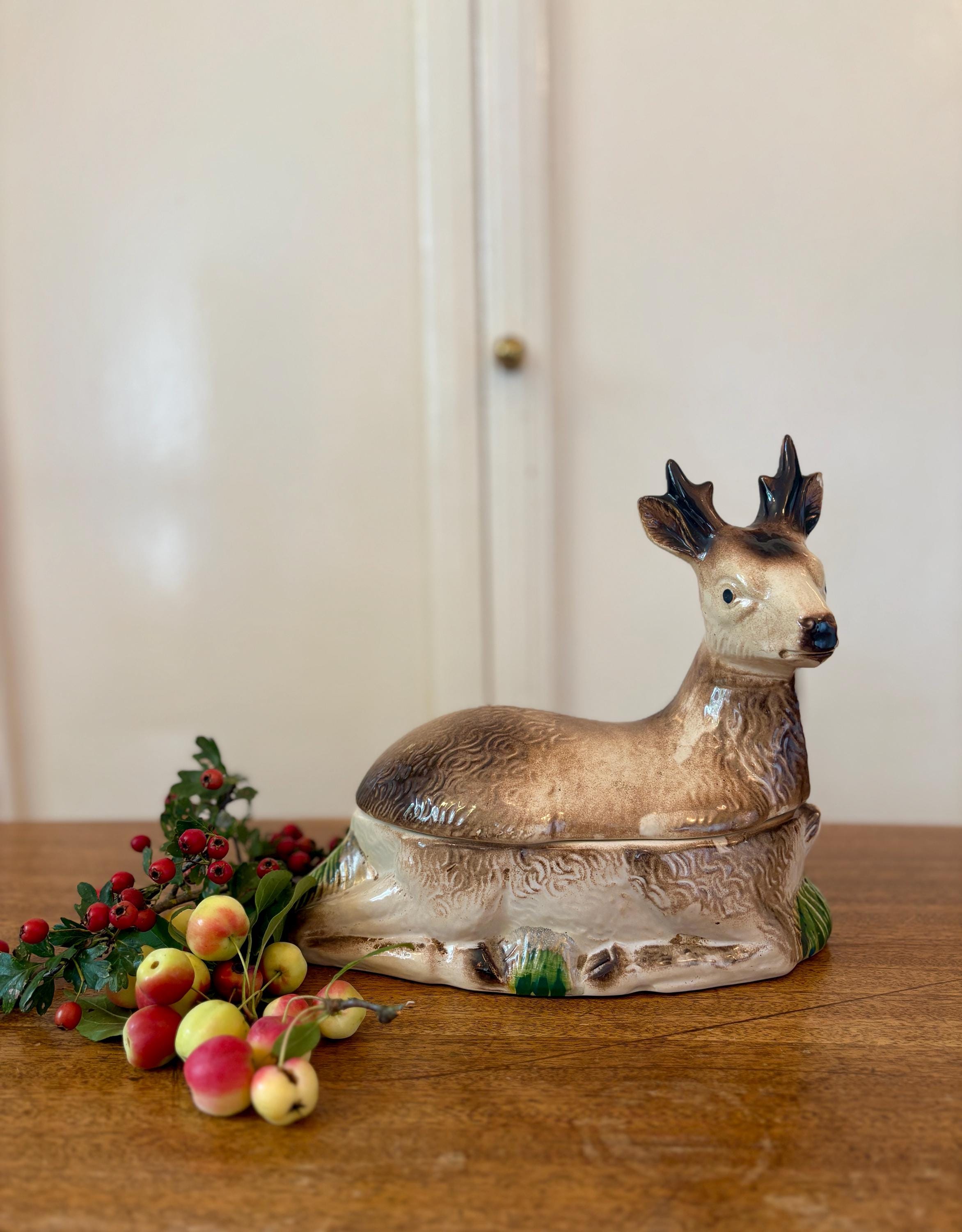 Figurine Bambi Céramique Vintage Noire - Déco Kitsch Noël - 10 Cm - Parfait état