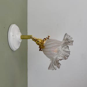 Vintage tulip wall lamp in white and transparent glass