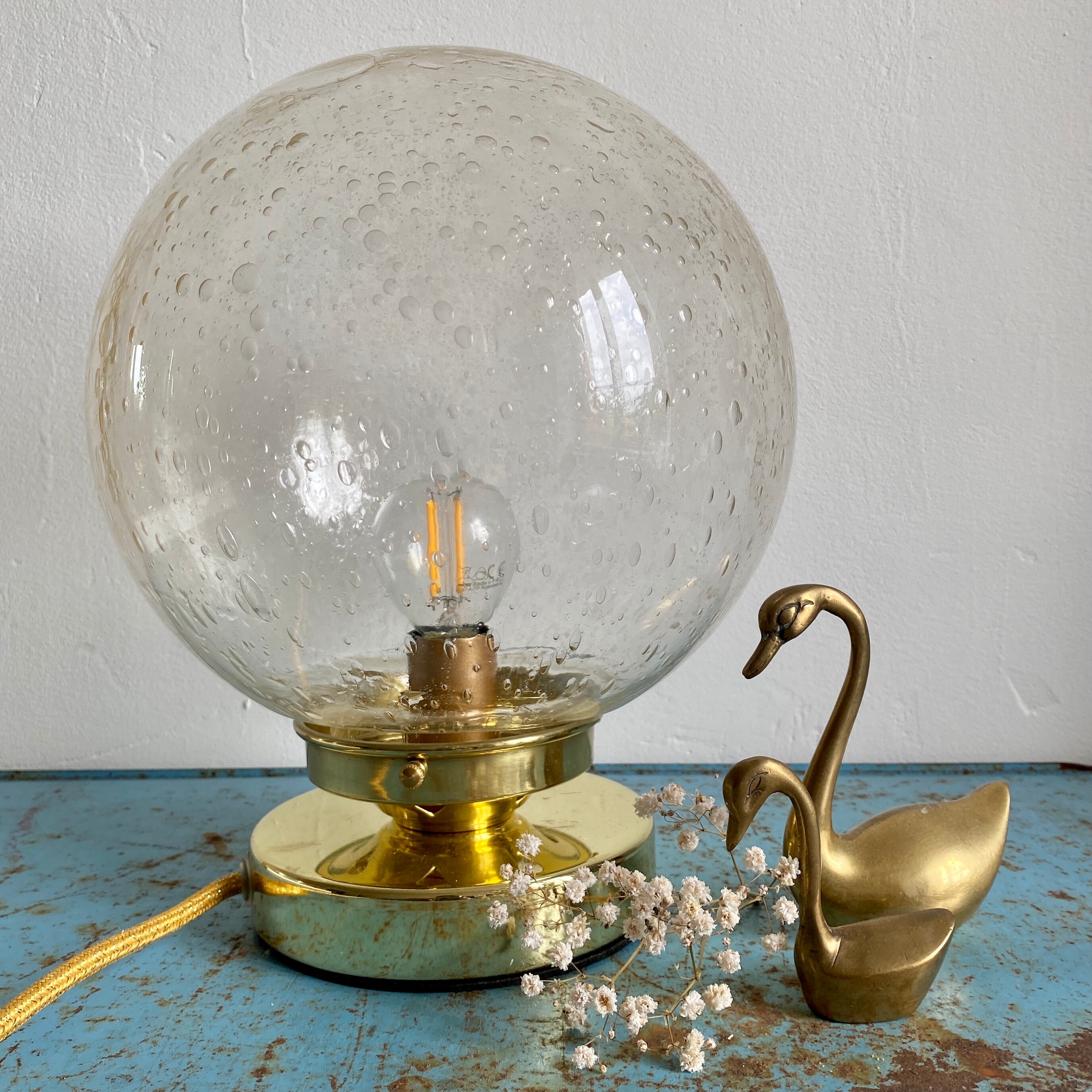 Lampe à Poser Globe Vintage en Verre