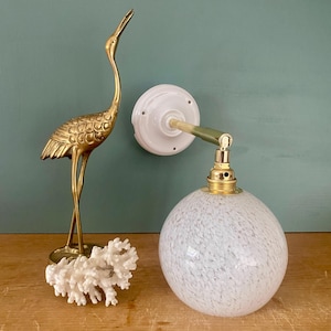 Vintage globe wall lamp in white Clichy glass