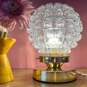 Lámpara de mesa vintage con forma de globo en cristal moldeado