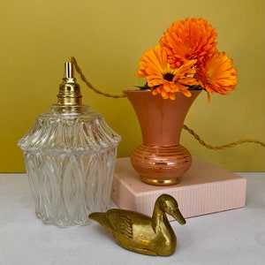 Lámpara tulipán vintage en cristal transparente y esmerilado