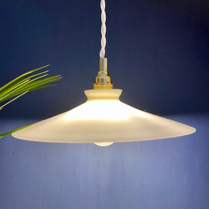 Vintage lampshade pendant light in white opaline image 4