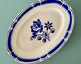 Ravier vintage motif fleur bleue