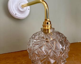 Vintage angled globe wall sconce in molded glass