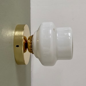Vintage globe wall or ceiling light in white opaline