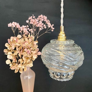 Lámpara colgante vintage con forma de globo de cristal