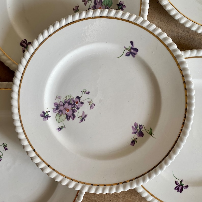 Set of 6 vintage dessert plates Violettes de Badonvillier image 10