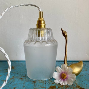 Lámpara tulipán vintage en cristal esmerilado y transparente