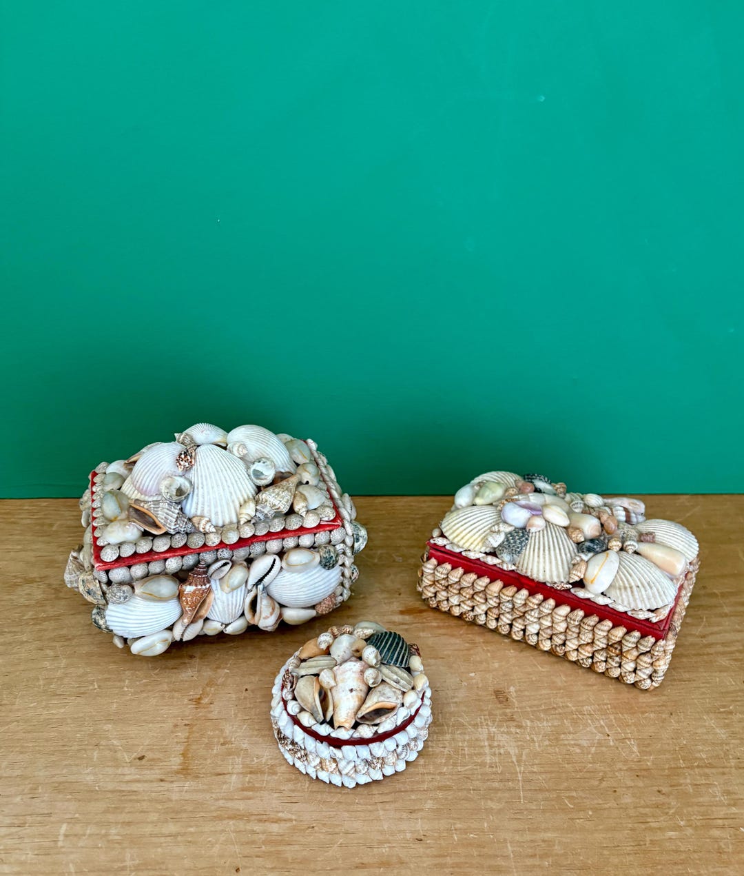 Shell Boxea Set of 3 Antique Shell Boxes - Etsy