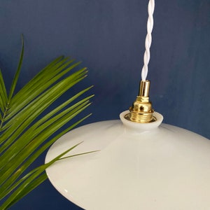 Vintage lampshade pendant light in white opaline image 3