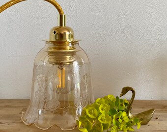 Vintage Tulpenlampe aus Bernsteinglas