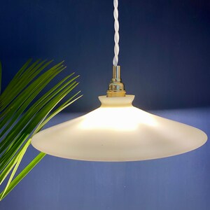 Vintage lampshade pendant light in white opaline image 6