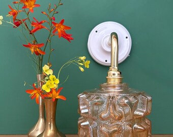 Vintage amber glass globe wall light