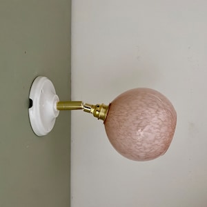 Aplique de pared vintage con forma de globo en cristal Clichy rosa