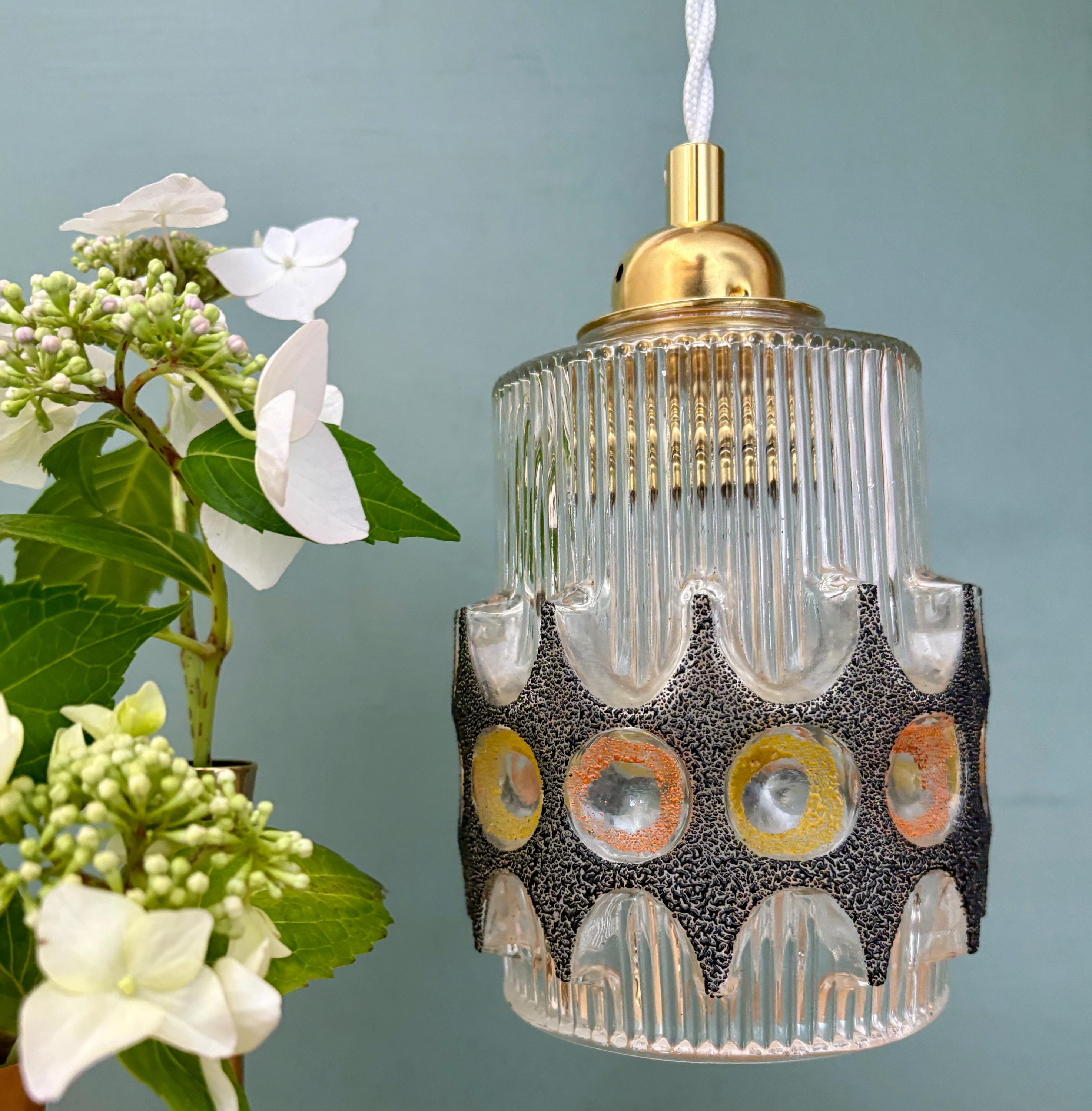 70年代のガラスチューリップペンダントライト - Etsy 日本