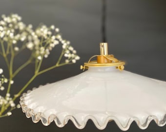 Vintage white opaline lampshade pendant light