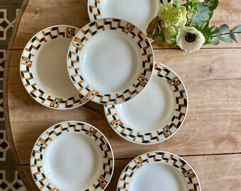 lot de 6 assiettes creuses vintage art déco Saint Amand