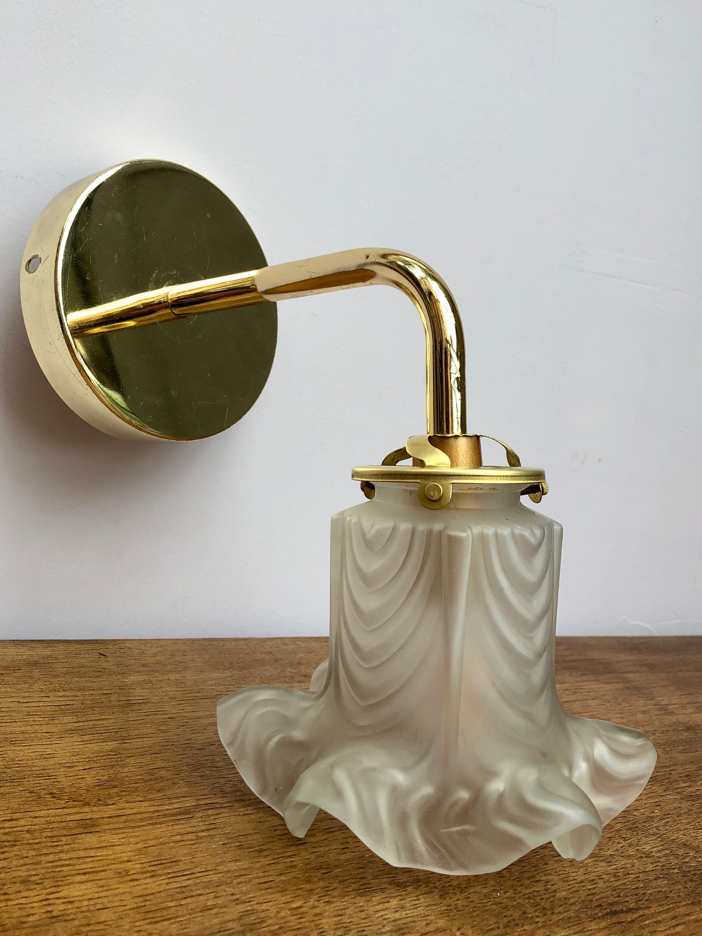 Applique coudé dorée tulipe vintage en verre Etsy