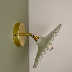 Vintage white opaline wall lamp with shade