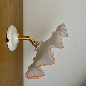 Vintage white opaline wall lamp with shade