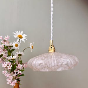 Vintage art deco pendant lampshade in white Clichy glass