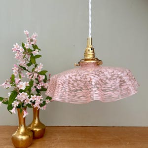 Antique pink Clichy glass lampshade pendant light