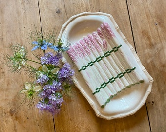 Vintage slip asparagus dish