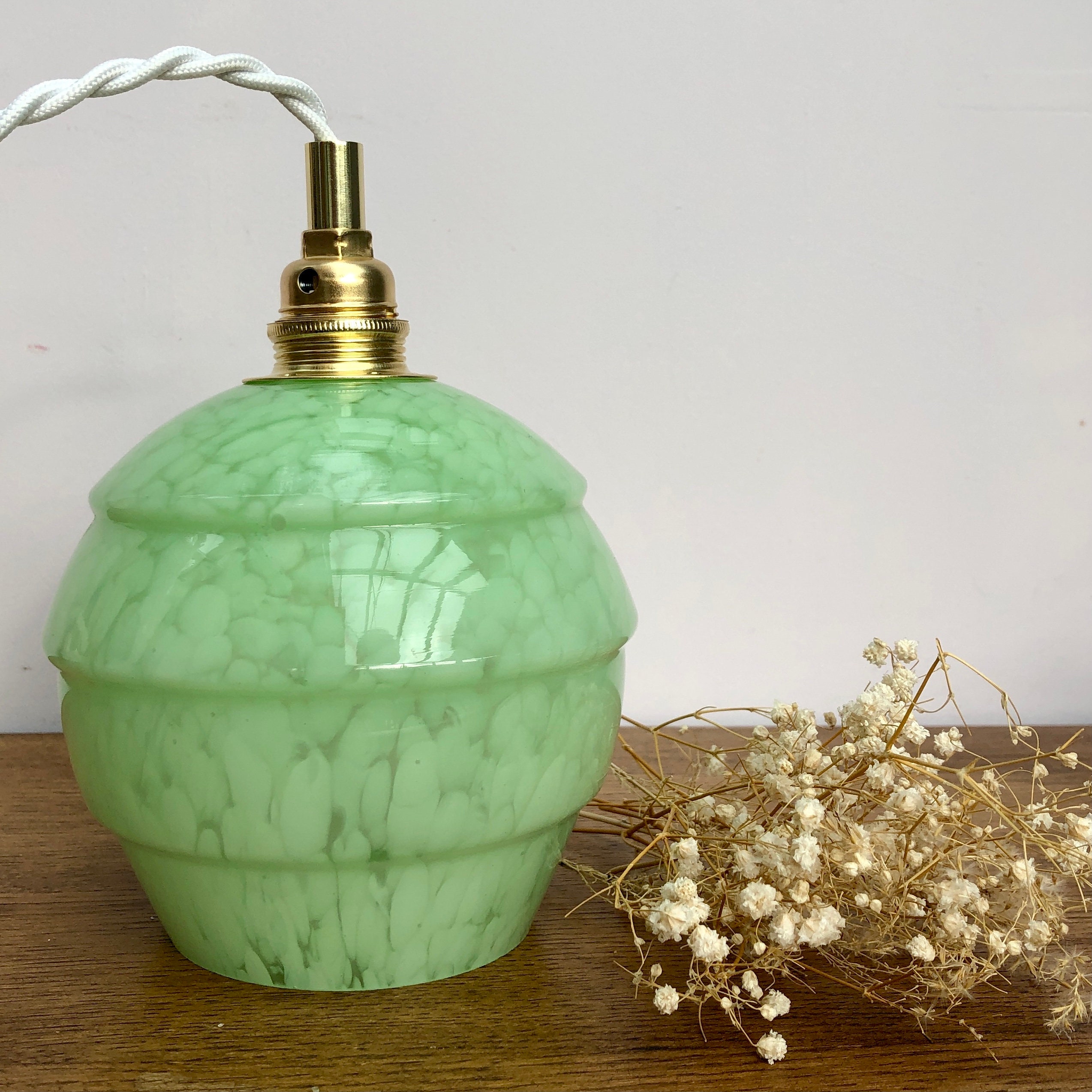 Baladeuse Tulipe Vintage en Verre de Clichy Mint