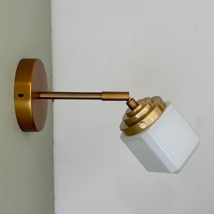 Vintage art deco globe wall lamp in white opaline