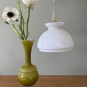Vintage white opaline lampshade pendant light