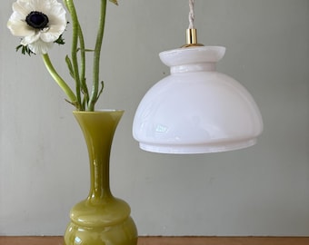 Vintage white opaline lampshade pendant light